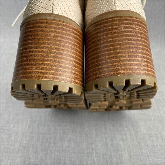 MIA Boots Womens 7.5 Cream Faux Leather Snake Embossed Combat Platform Y2K 90s - Picture 6 of 16